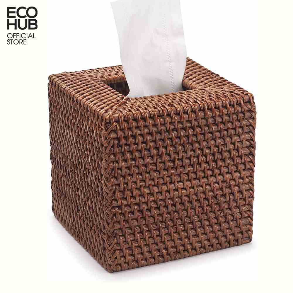 Hộp đựng khăn giấy ECOHUB hình vuông bằng mây (ECOHUB Square Rattan Tissue Box)