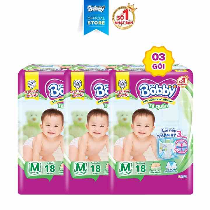 Combo 3 Tã quần Bobby Pants M18