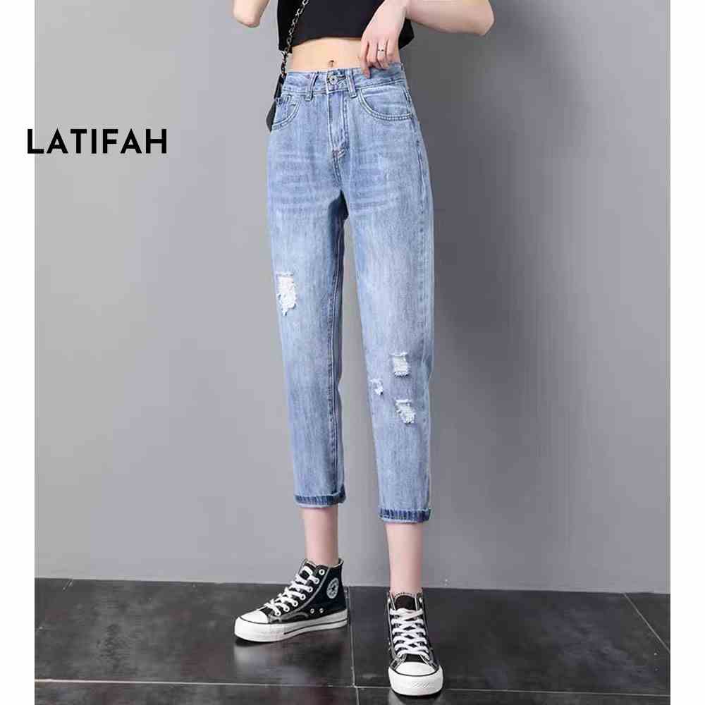 Quần baggy jean nữ LATIFAH ống nhỏ mài rách QD251 phong cách hàn quốc trẻ trung năng động