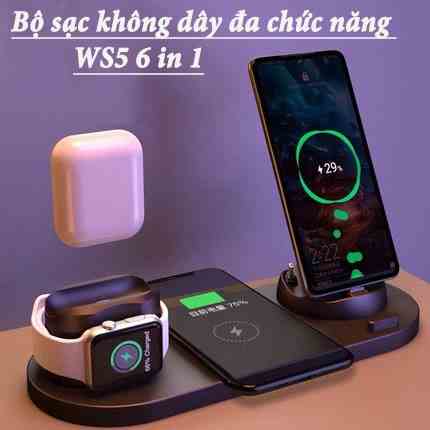 Đế sạc đa năng KAW-WS5 6in1 không dây đa chức năng-Bảo hành lỗi 1 đổi