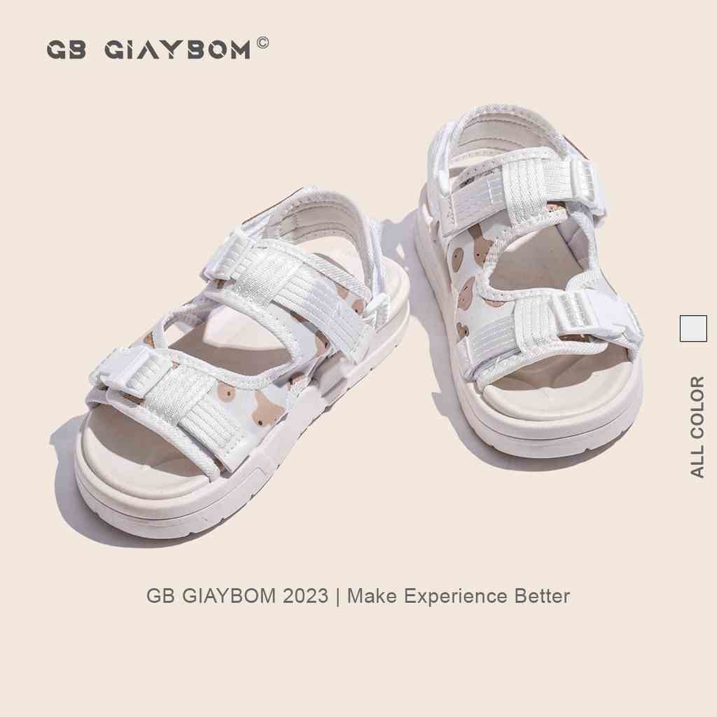 Giày Sandal Nữ Đế Bằng Quai Dán Êm Thích Hợp Đi Học, Đi Chơi Màu Trắng Hot Trend GiayBOM GB B1282