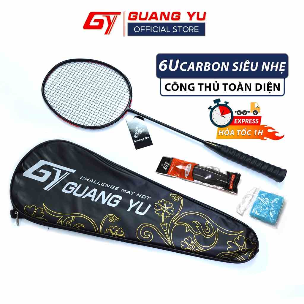 Vợt Cầu Lông Chính Hãng GUANG YU 6U 72G, Vợt Cầu Lông Đơn Khung Carbon Công Thủ Toàn Diện Lưới Căng Sẵn 9,5kg - V09