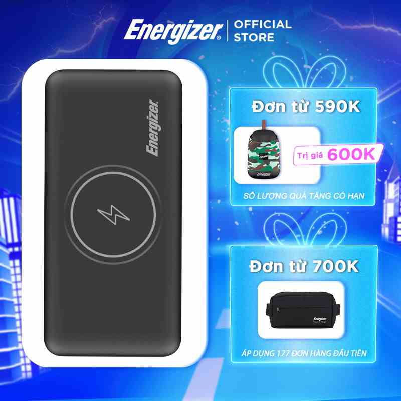 Pin dự phòng Energizer 10000mAh QE10013PQ - 3 cổng sạc ra tiện lợi, tích hợp sạc nhanh - Hàng chính hãng