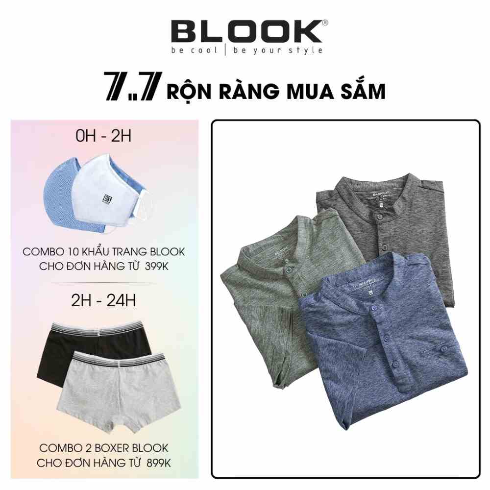 Áo thun POLO nam BLOOK cổ trụ BASIC vải Mè siêu nhẹ, thoáng mát, kháng khuẩn, chống nhăn mã 32099