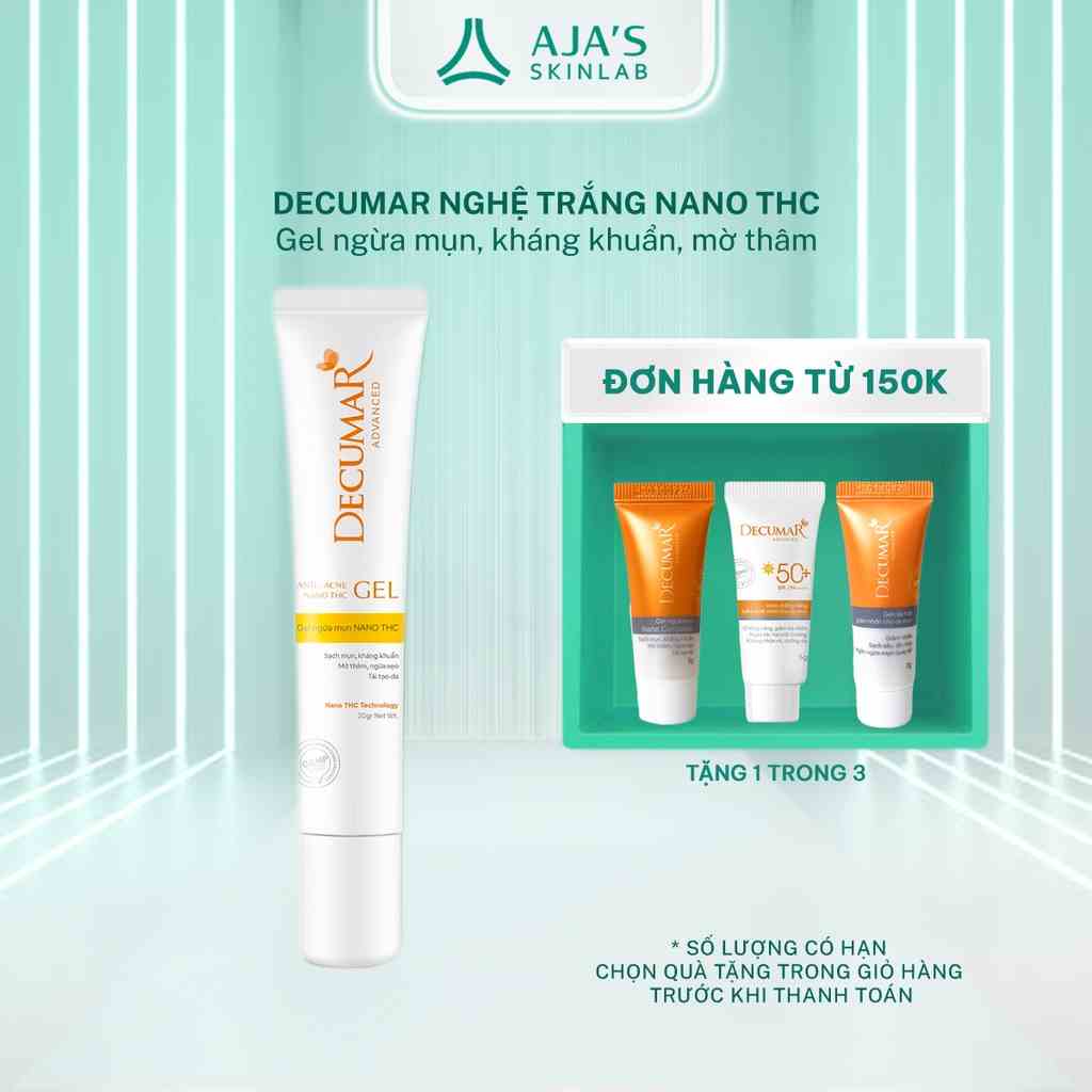 Gel ngừa mụn kháng khuẩn, mờ thâm Decumar Nghệ trắng Nano THC 20gr - AJAS SKINLAB