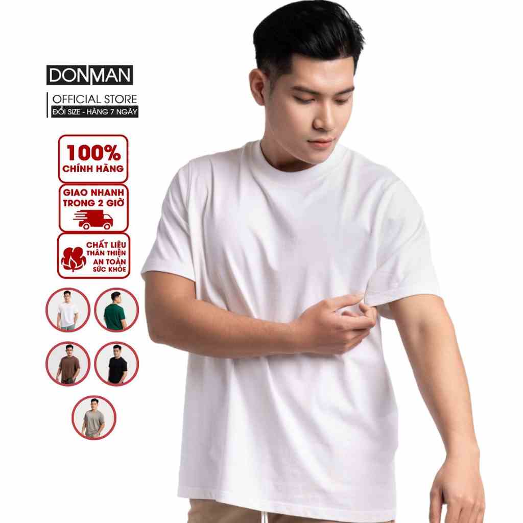 Áo thun cotton US402F cao cấp DONMAN, form Regular chất liệu cotton 4 chiều 5 màu mới nhất co giãn, thấm hút AT29