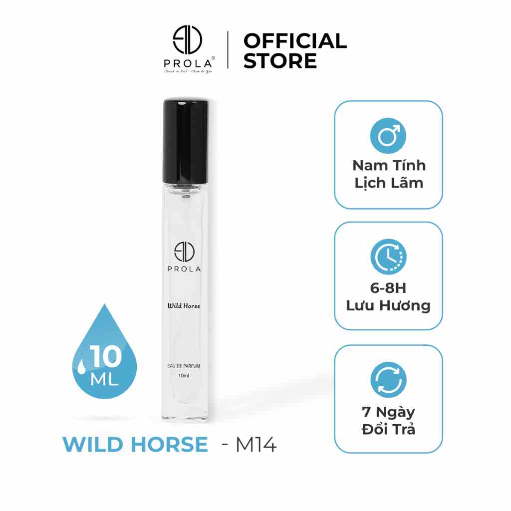 Nước hoa nam PROLA Wild Horse nam tính, mạnh mẽ, lôi cuốn thích hợp đi làm, đi hẹn hò M14 - Dạng xịt 10ml