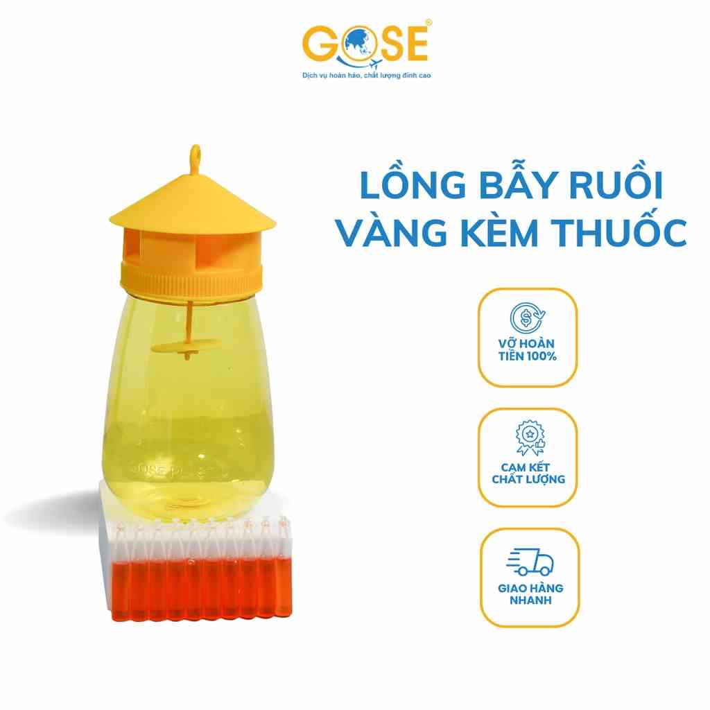 [Mã BMLTB35 giảm đến 35K đơn 99K] Lồng bẫy ruồi vàng 1L GOSE hũ bắt côn trùng kèm thuốc dẫn dụ hàng chính hãng