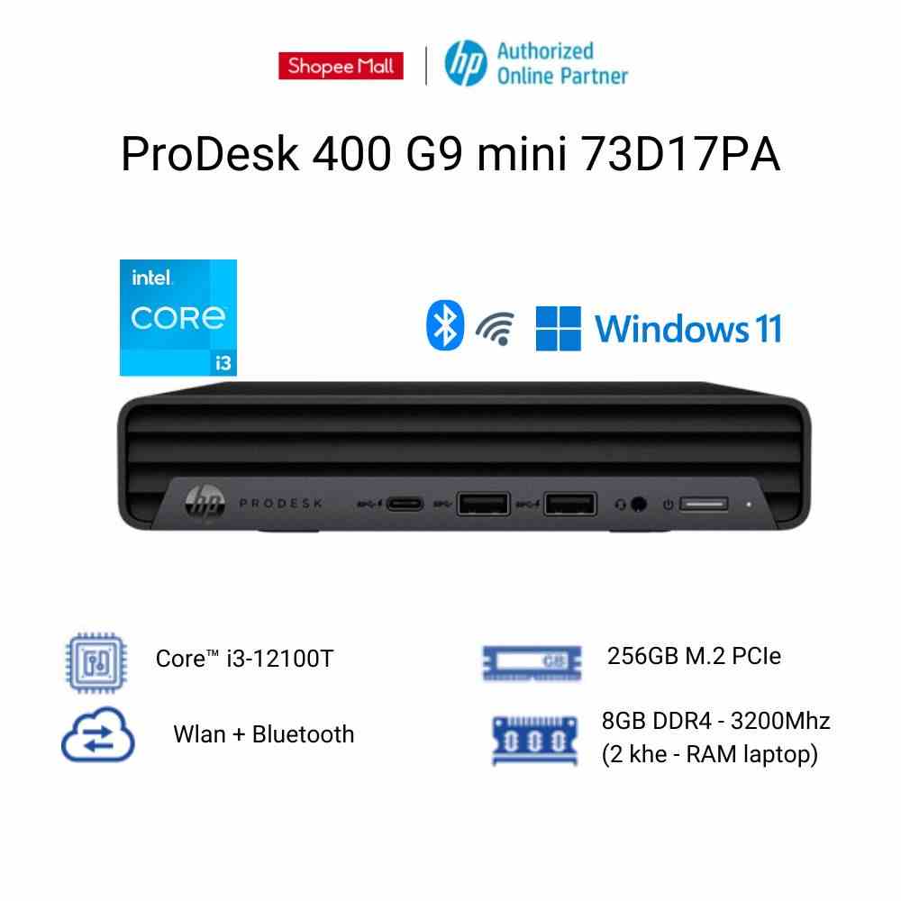 [Mã ELHP2TR5 giảm 12% đơn 18TR] Máy tính để bàn đồng bộ HP Pro Mini 400 G9 (Model 2023 - Chip intel Gen12) Chính hãng