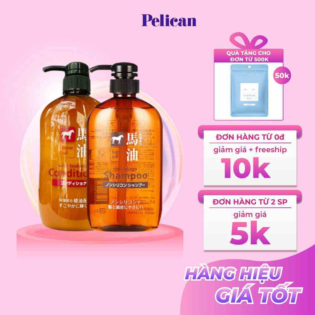 [Mã BMLTB35 giảm đến 35K đơn 99K] Dầu gội xả mỡ ngựa Kumano Cosme Station Horse Oil 600ml Nhật Bản