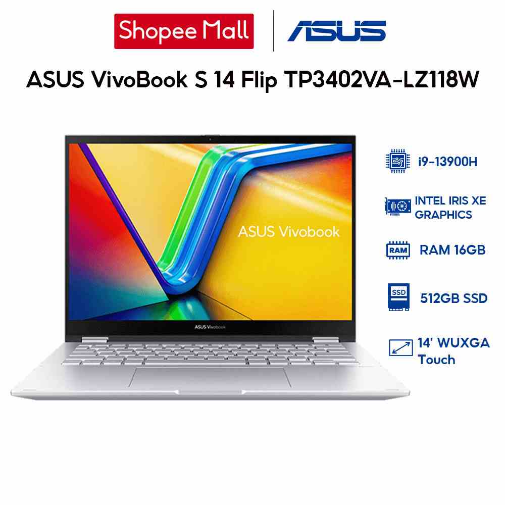 [Mã ELLAP4 giảm 400K] Laptop ASUS VivoBook S 14 Flip TP3402VA-LZ118W(i9-13900H|16GB|512GB|Iris Xe Graphics|14)