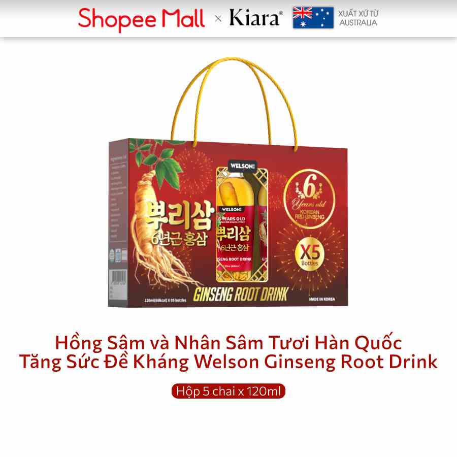 [H&B Gift] Hồng Sâm và Nhân Sâm Tươi Hàn Quốc Tăng Sức Đề Kháng Welson Ginseng Root Drink 120ml