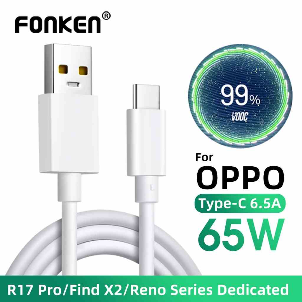 Dây cáp sạc nhanh FONKEN 65W cổng USB C 6.5A Type C dành cho Oppo