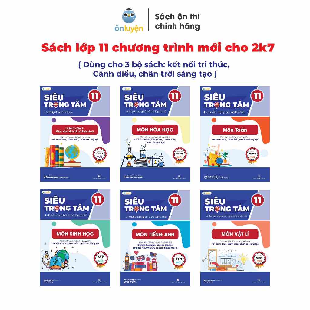 Sách Lớp 11-Siêu trọng tâm 8 Môn: Toán, Lí, Hóa, Sinh, Anh,Sử,Địa,GD Kte PL dùng cho cả 3 bộ Kết nối,Cánh diều,Chân Trời