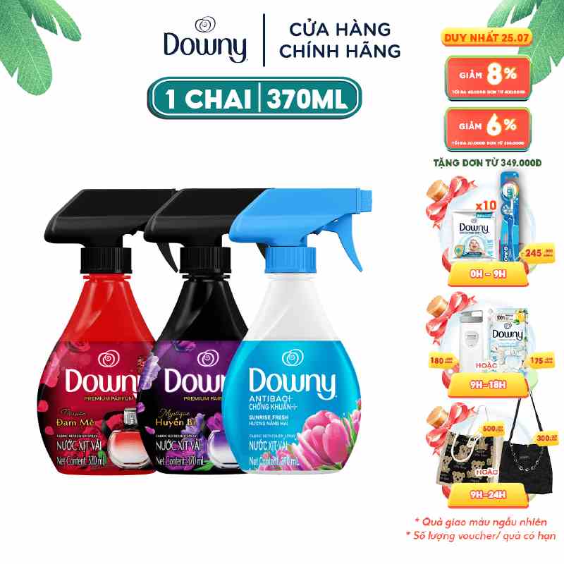 Xịt Vải DOWNY Khử Mùi Và Chống Khuẩn 99.9% Chai 370 ML Hương Nắng Mai/ Huyền Bí/ Đam Mê