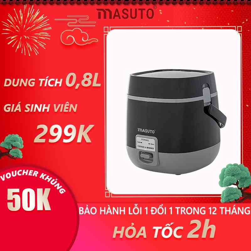 Nồi Cơm Điện Mini Masuto Ruột Dày Dặn 0,8l Nấu Ngon Siêu Tốc Đủ Cho 1-2 Người Ăn