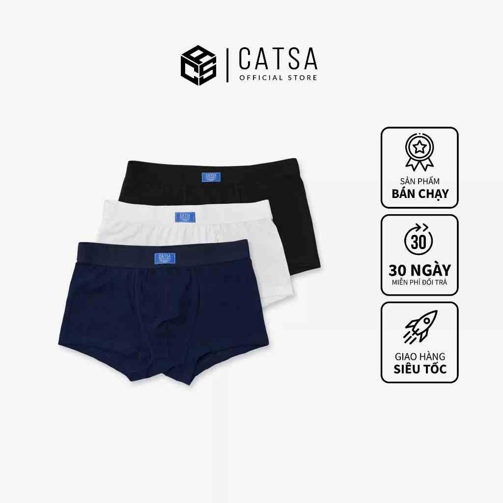 Quần lót BOXER nam vải thun cotton tự nhiên co giãn, thấm hút mồ hôi CATSA QBX020 - 21 - 22