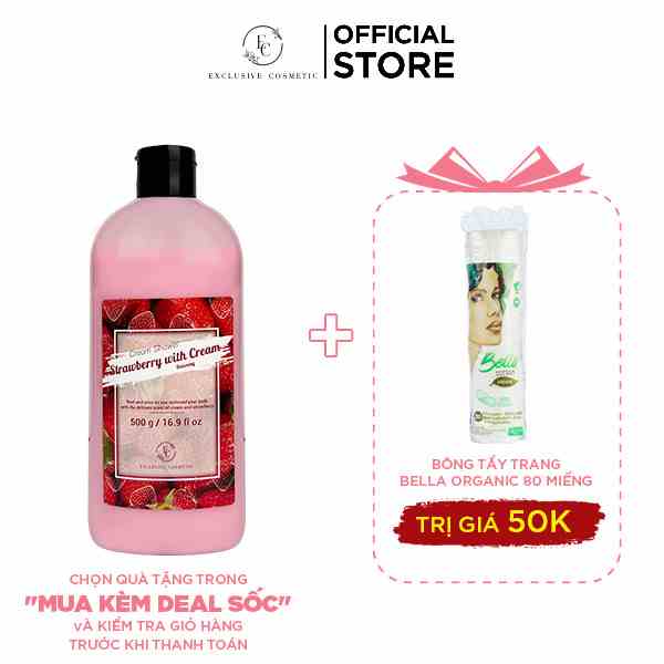 [Mã BMLTB200 giảm đến 100K đơn 499K] Sữa tắm Nuôi Dưỡng Da Exclusive Cosmetic Hương Dâu Strawberry With Cream 500g