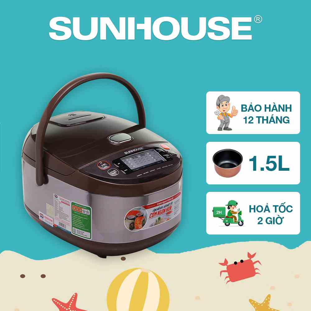 Nồi cơm điện tử 1.5L SUNHOUSE SHD8905C - Bảo hành chính hãng 12 tháng