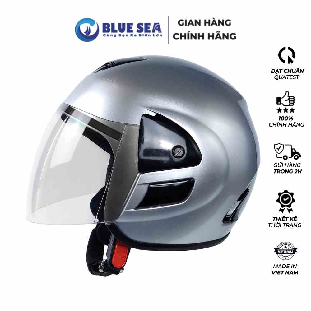 [Mã INBAU30 giảm 30K đơn 199K] Mũ Bảo Hiểm 3/4 Blue Sea Sơn Bóng - Nhiều Màu lựa chọn - Có Kính - Freesize - Chính Hãng