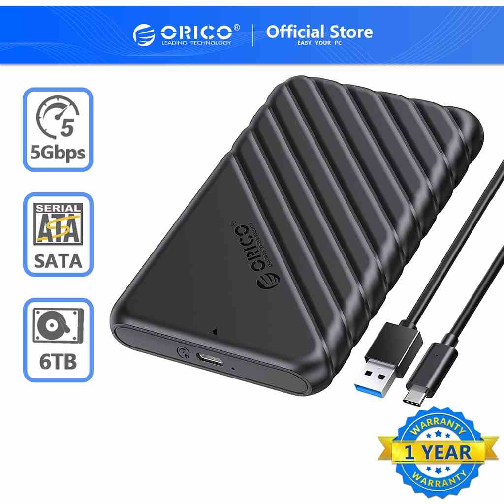 Ổ Cứng Ngoài ORICO 2.5 HDD USB3.0 Type C Sang SATA 5Gbps Cho SATA III SSD HDD 9.5 / 7mm TV PS4 Xbox (25PW1)