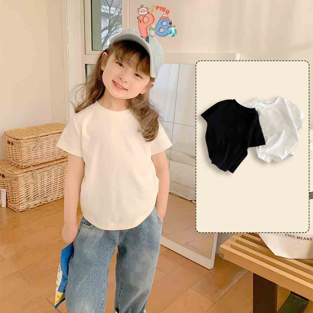 Áo Thun Bé Gái Bé Trai Kiểu Dáng Basic Cotton Mềm, Mát Chất Lượng Cao BabyBoo - PiBo