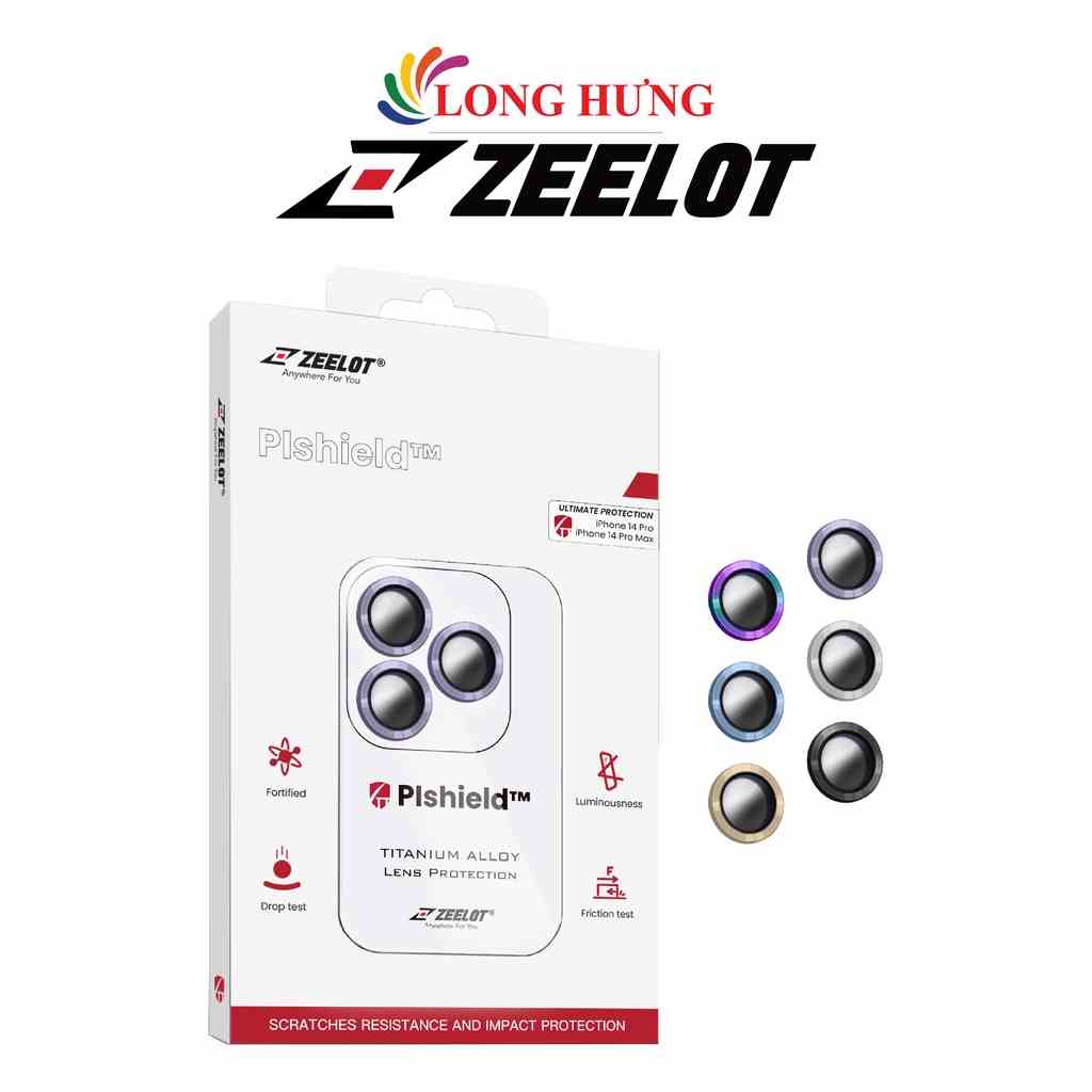 Dán Camera cường lực viền màu chống va đập Zeelot PIshield iP 14 Pro Max/14 Pro/14 Plus/14 - Hàng chính hãng