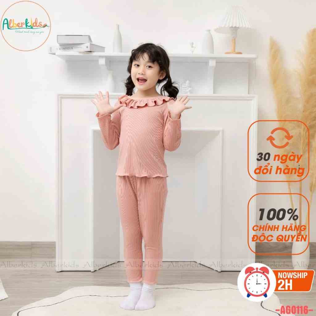 Bộ đồ thu đông dài tay len tăm   bé gái ALBER KIDS  cho trẻ em 2,3,4,5,6,7,8 tuổi [AG0116]