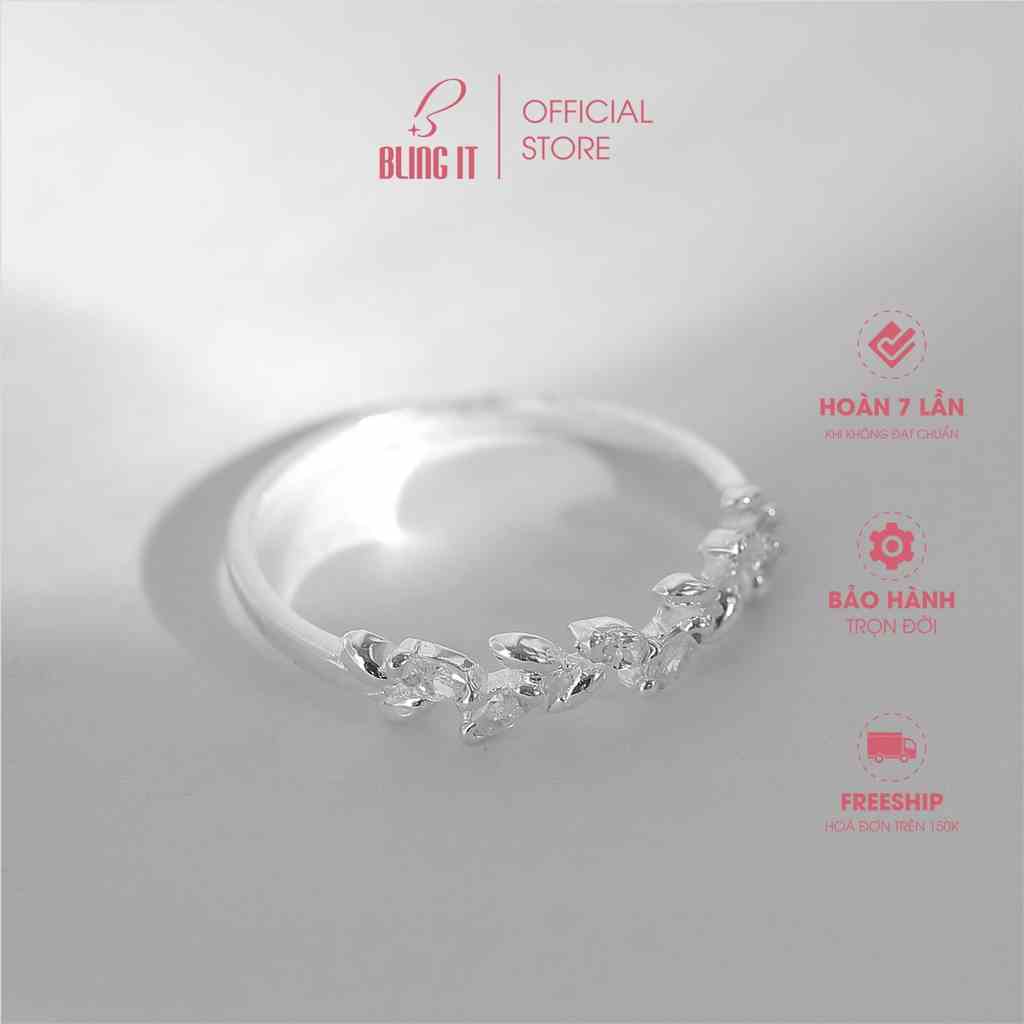 [Mã BMLTA35 giảm đến 35K đơn 99K] Nhẫn Bạc Nữ BLING IT 925 Đính Đá Họa Tiết Cánh Hoa Sang Trọng - BIN386