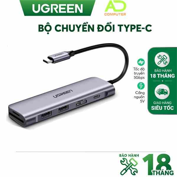 Bộ chuyển đổi đa năng UGREEN cho các thiết bị máy tính điện thoại hỗ trợ USB type C 70411