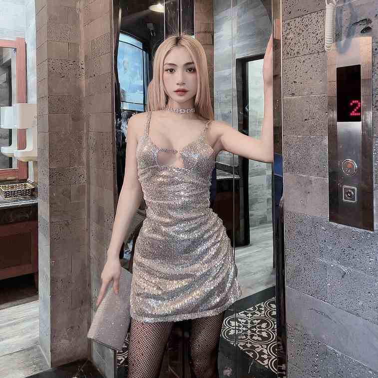 Váy 2 Dây Body Bling Phối Lông Thật Viền Ngực Bùi Đượm Concept, Đầm 2 Dây Sang Chảnh Khuyến Rũ Vải Kim Sa Mềm Mịn  BĐ26