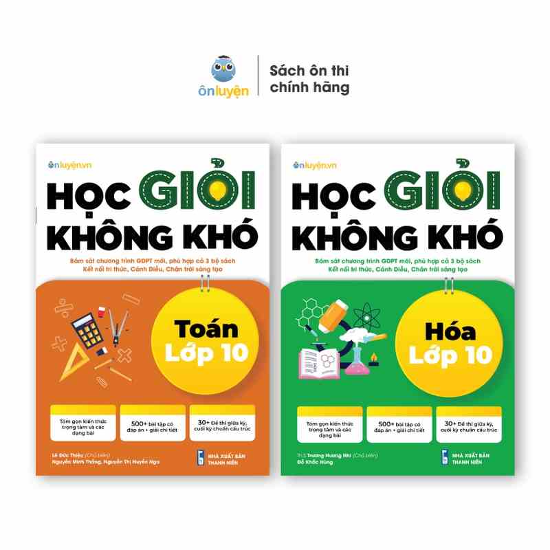 Lớp 10- Combo 2 Sách Học giỏi không khó môn Toán Hóa lớp 10- Dùng cho cả 3 sách Kết nối, Cánh diều, Chân trời