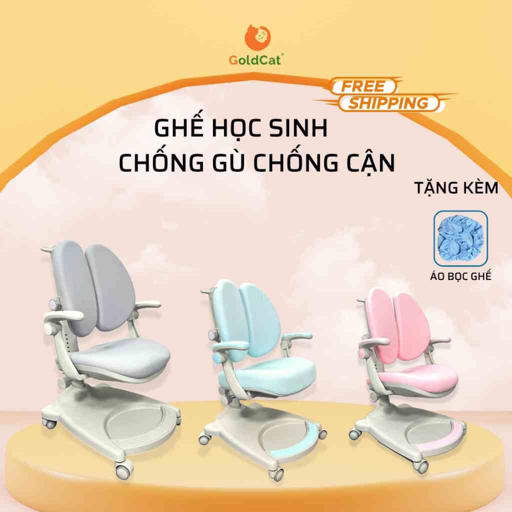 [Mã BMLTB200 giảm đến 100K đơn 499K] Ghế Học Sinh G02 Chống Gù Điều Chỉnh Chiều Cao Goldcat Cố Định Dáng Ngồi Khoa Học