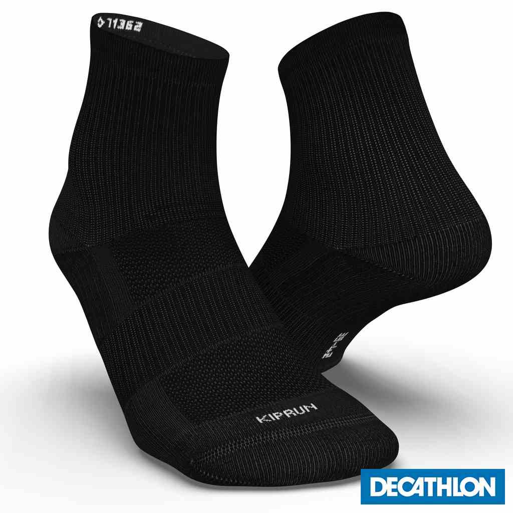 Tất vớ chạy bộ cổ vừa RUN500 Đen gói 2 đôi DECATHLON KIPRUN mã 8608572