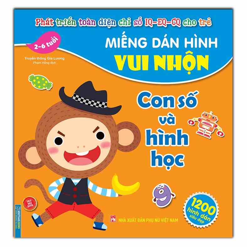 Sách - Phát triển chỉ số IQ-EQ-CQ Miếng dán hình vui nhộn - Con số và hình học (2-6 tuổi)