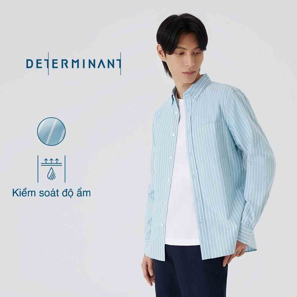 Áo sơ mi nam DETERMINANT tay dài - 100% cotton - màu sọc xanh nhạt - CS07