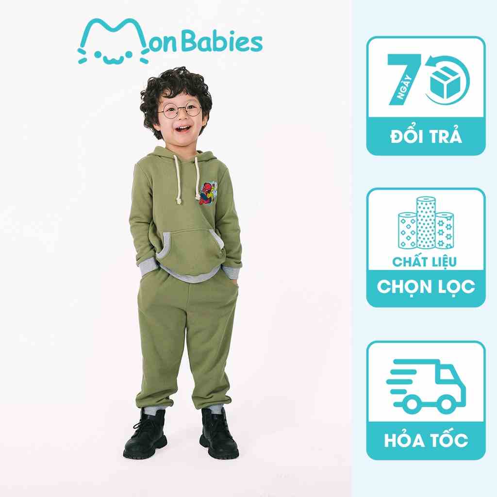 Bộ nỉ cho bé trai chất liệu nỉ chân cua cao cấp,bộ nỉ hoodie bé trai, cho bé 2,3,4,5,6,7,8,9 tuổi MonBabies BMNT22W011