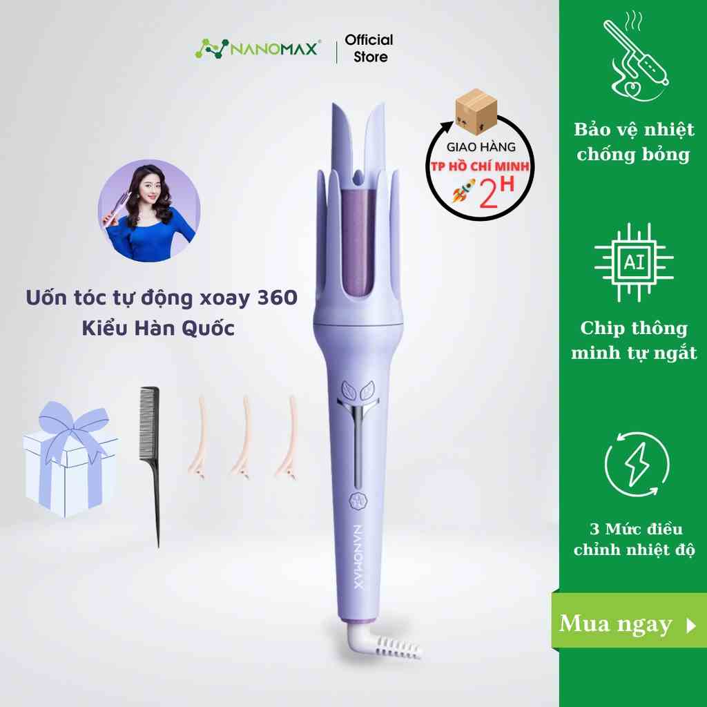 Máy Uốn Tóc Xoay 360 Độ Nanomax XN-391 Tích Hợp Ion, 4 Mức Nhiệt Điều Chỉnh Tiện Lợi, Bh 6 Tháng