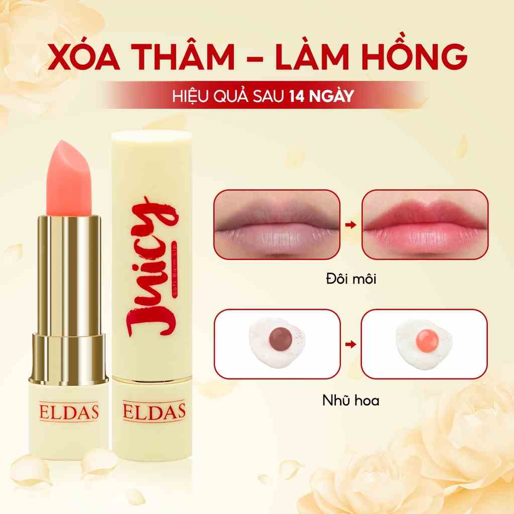 Son Dưỡng Môi Eldas Juicy, Có Màu, Dưỡng Ẩm, Mềm Mịn, Căng Mọng 5 gram/thỏi