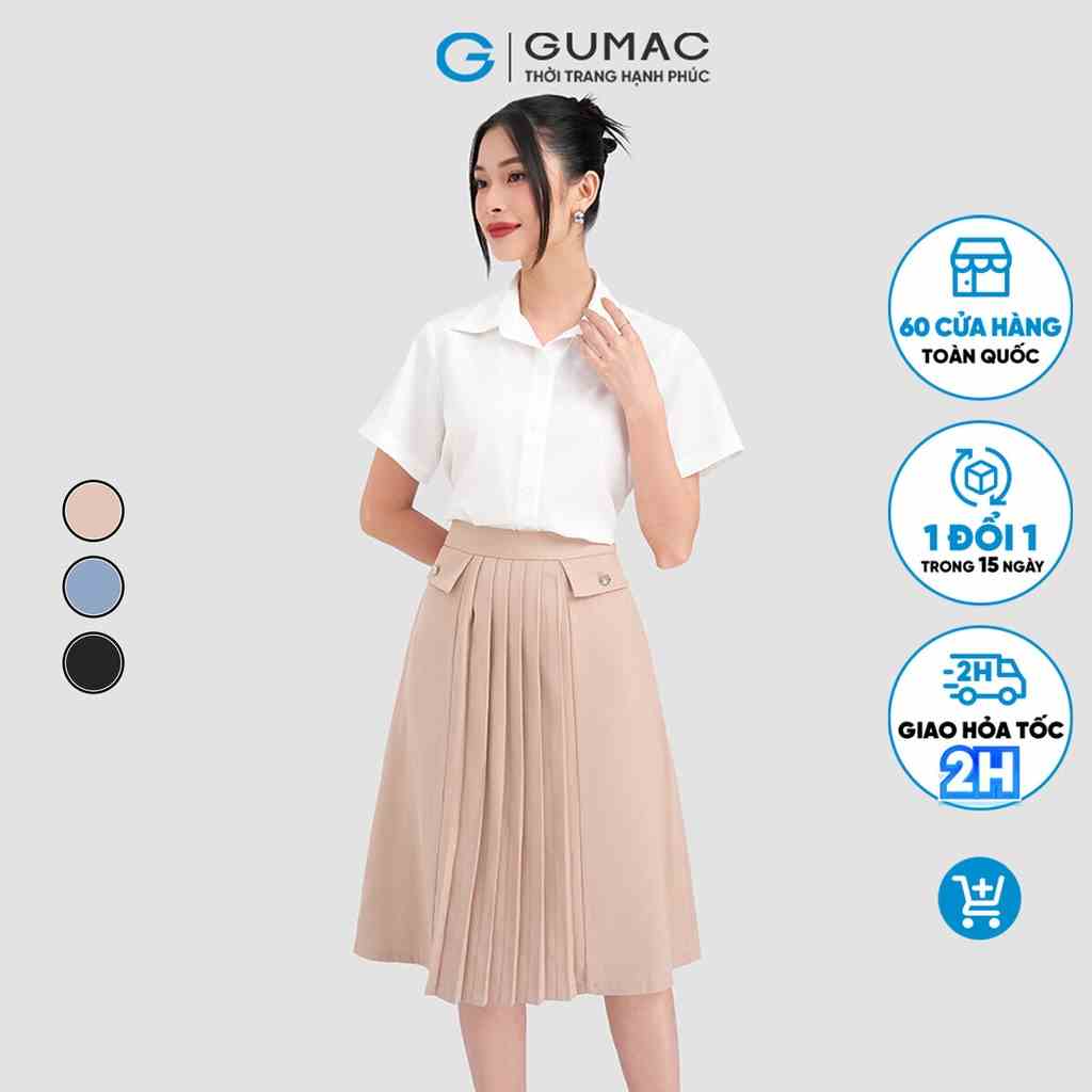 Chân váy xòe nữ phối xếp ly GUMAC VD03033