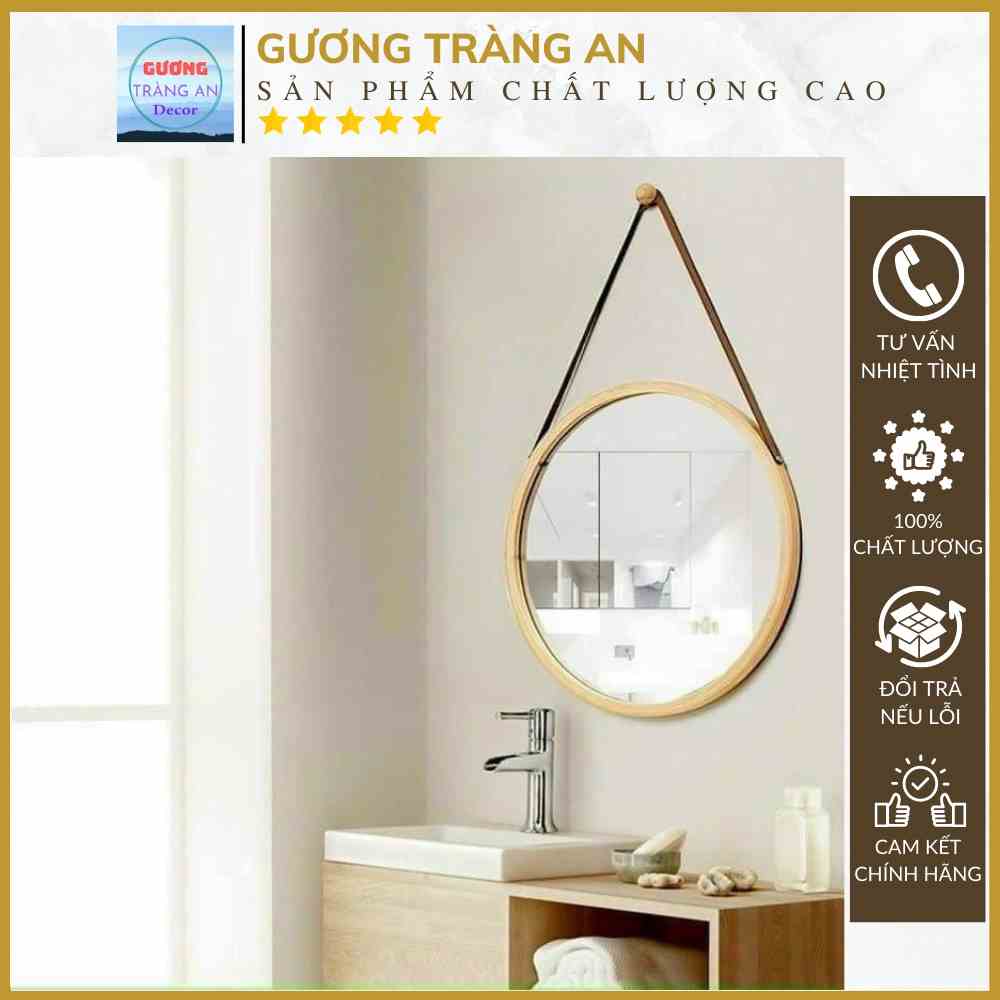 Gương Tròn Gỗ Treo Tường - Gương Soi Gương Trang Điểm Gương Decor Cao Cấp Trang Trí Phòng Ngủ Phòng Tắm