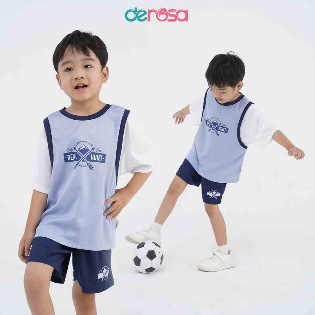 Bộ quần áo cộc tay bé trai DEROSA KIDS cho bé từ 2 đến 6 tuổi ZSK23-002B