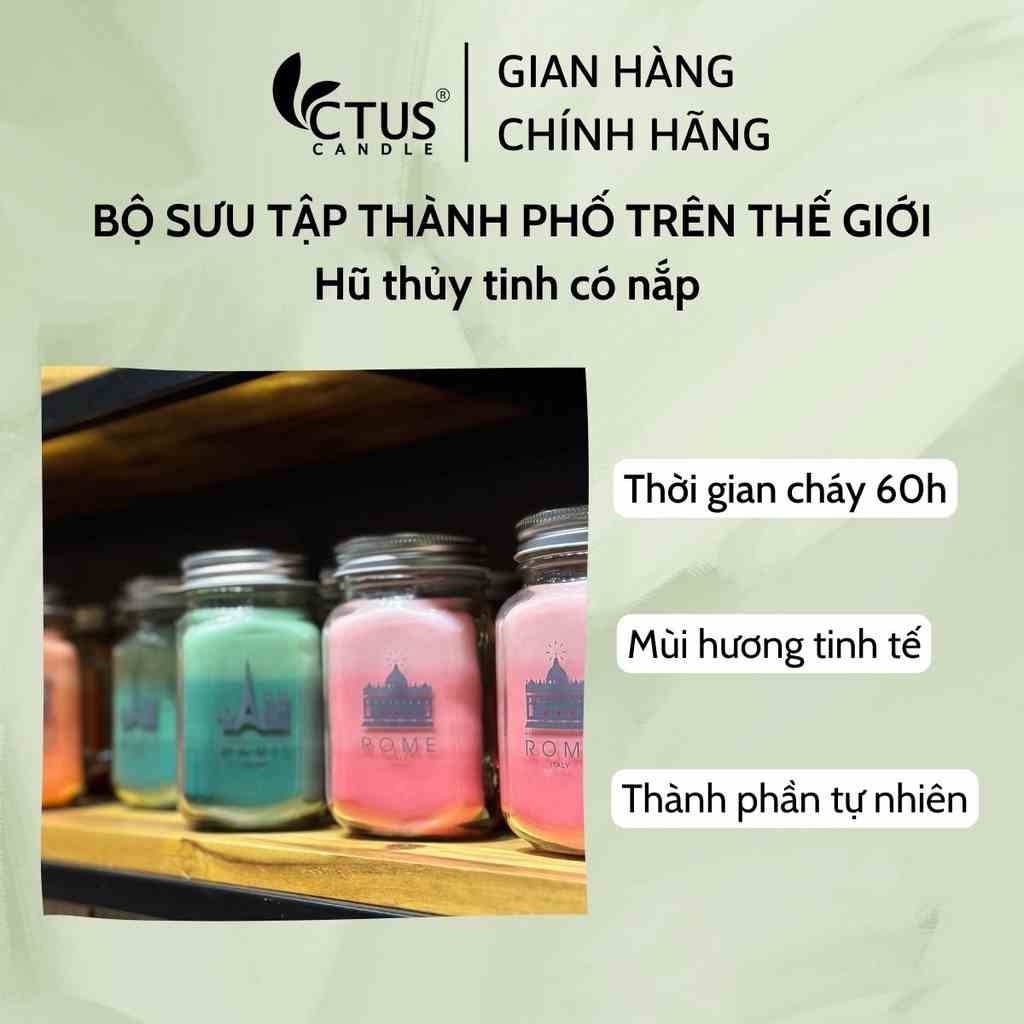 [Mã BMLTA35 giảm đến 35K đơn 99K] Bộ sưu tập nến thơm thành phố trên thế giới Ctus Candle 16.5oz hương thơm đa dạng