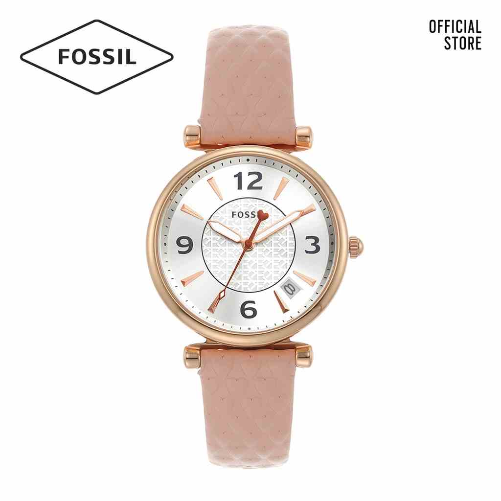 [Mã BMLTA35 giảm đến 35K đơn 99K] Đồng hồ nữ Fossil Carlie ES5269 dây da - màu hồng