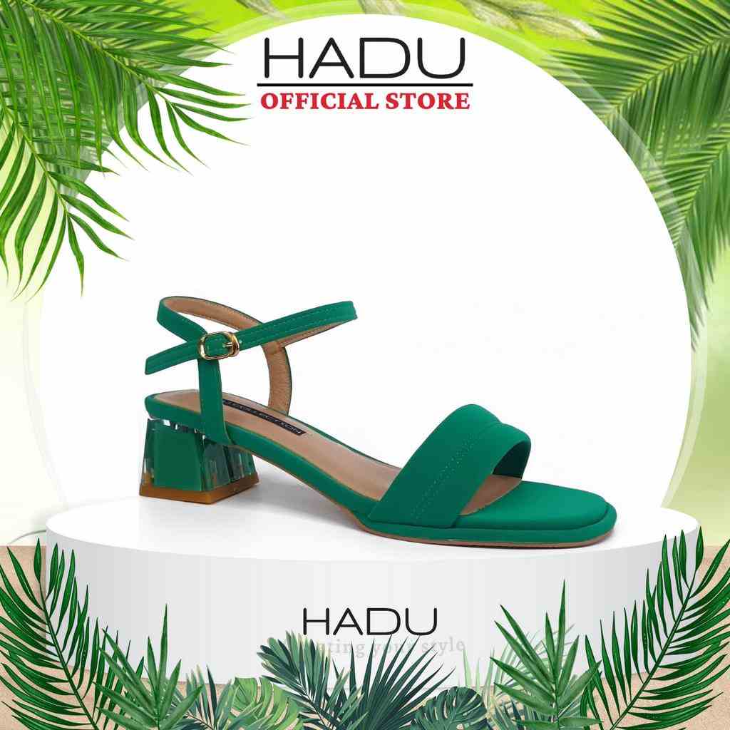 Sandal gót mica vuông 5p một quai bản ngang HADU M596 - BH 24 tháng