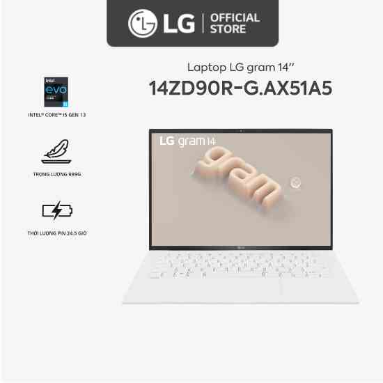 [Mã ELBAU5 giảm 5% đơn 300K] Laptop LG Gram 14ZD90R-G.AX51A5 14, Core i5 Gen 13, 8GB, 256GB - Hàng chính hãng