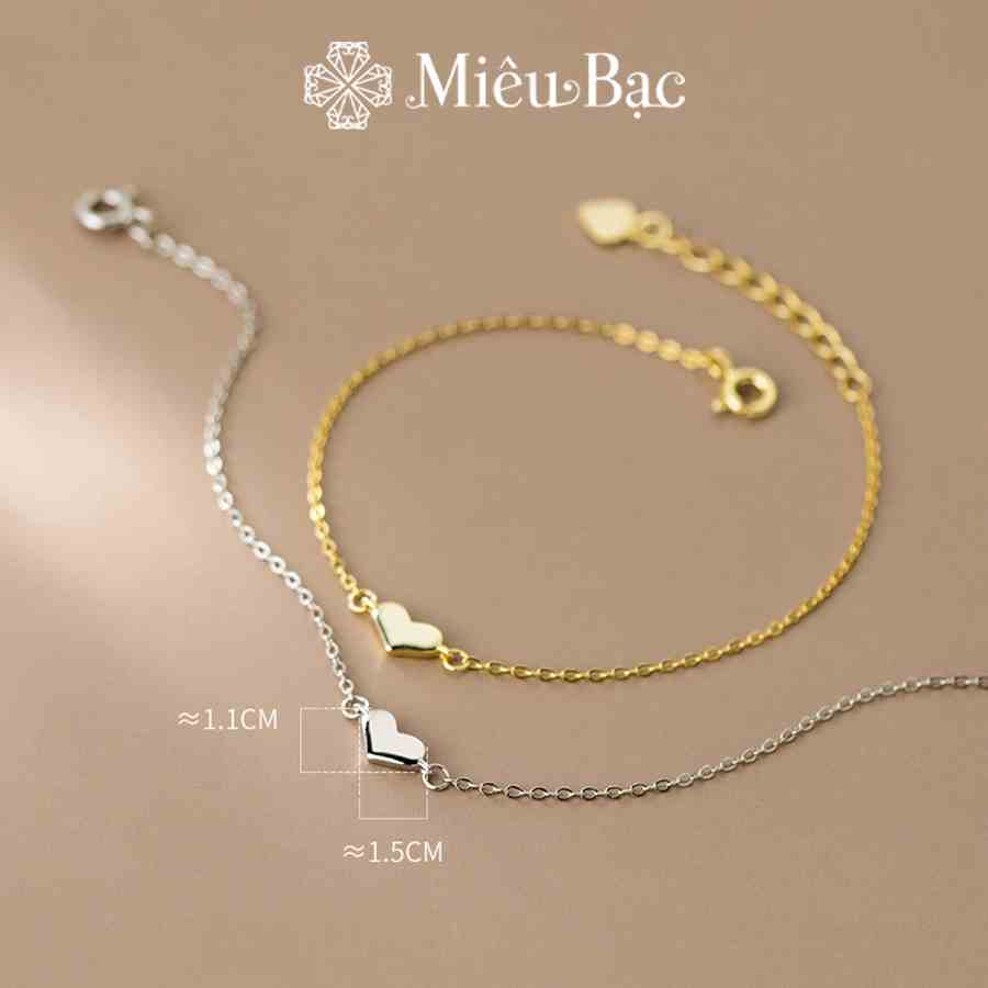 Lắc tay bạc nữ Miêu Bạc Vòng tay trái tim nhỏ chất liệu bạc s925 phụ kiện thời trang nữ MT10