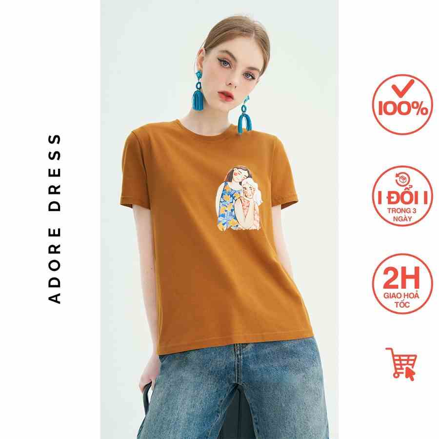 Áo  Phông Graphic T-shirts casual style vàng in classic friends 311TS2019 ADORE DRESS