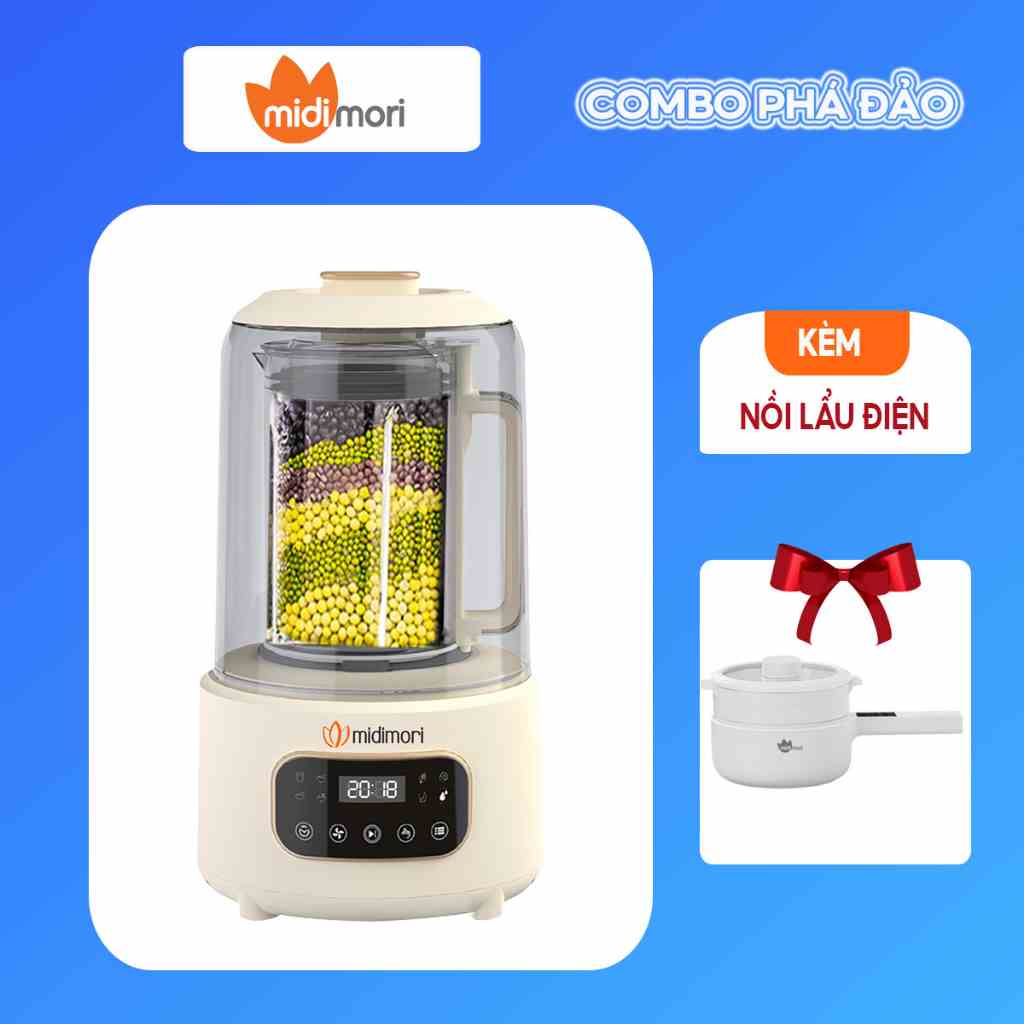 Combo Máy Làm Sữa Hạt Đa Năng Midimori MDMR-668 (1000W) Và Nồi Lẩu Điện Mini MDMR-568 (750W) - Hàng Chính Hãng