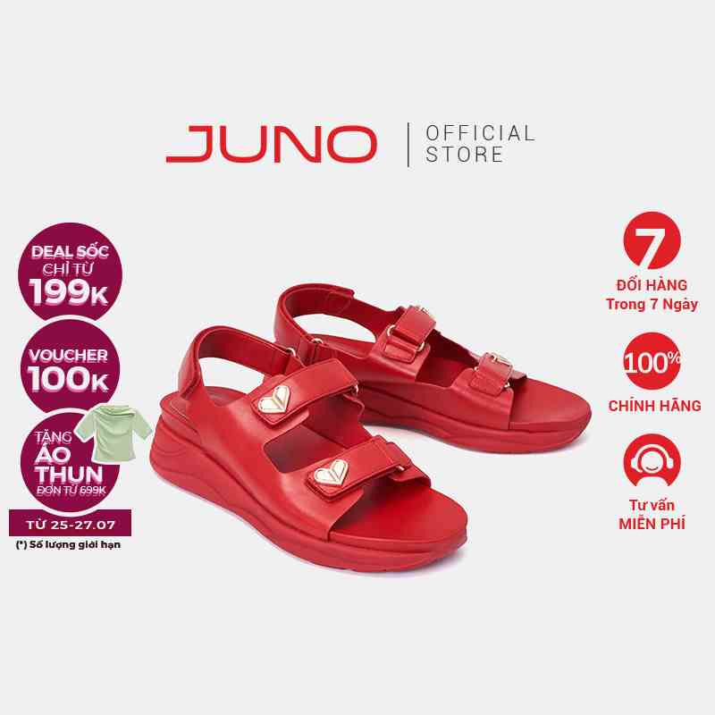 Giày Sandal Nữ 5cm Thời Trang JUNO Đế Thể Thao Đính Khóa Trái Tim SD05097